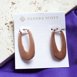 Kendra Scott Rose Gold White Crystal Adeline Hoop Earrings NEW